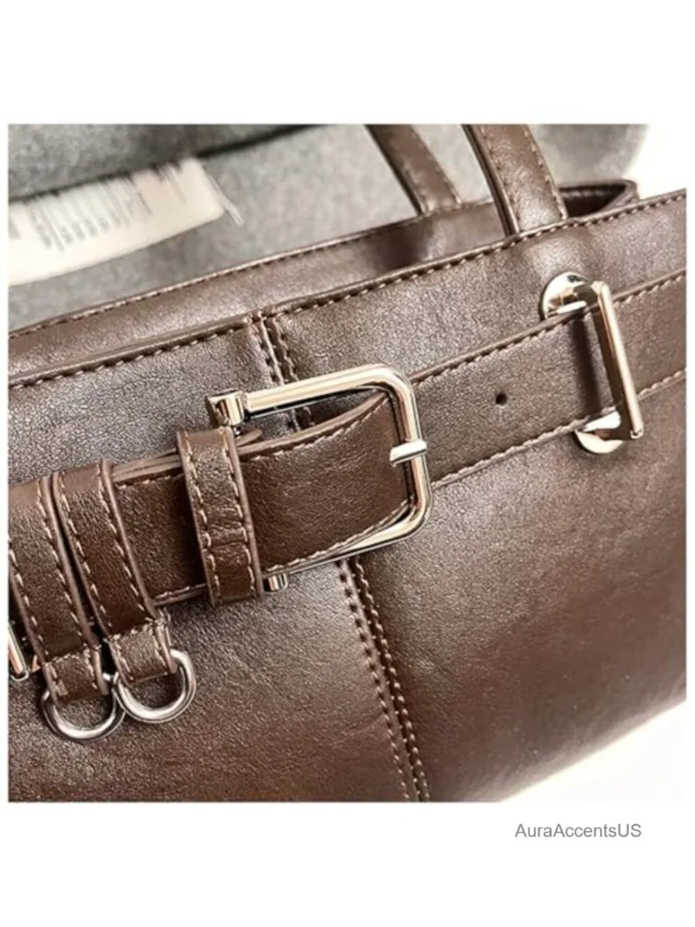 Vintage Y2K Hobo Purse with Belt Buckle Small PU Leather Underarm Satchel